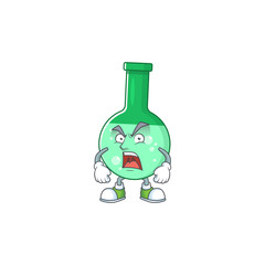 Canvas Print - Green chemical bottle cartoon character design with mad face