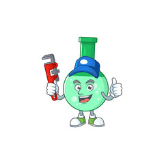 Canvas Print - Mascot design concept of green chemical bottle work as smart Plumber