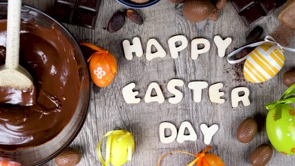 Poster - happy Easter Day and chocolate ingredient