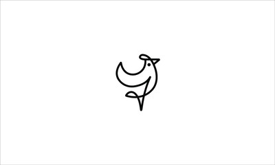 Wall Mural - A line art icon logo of minimal Chicken, Hen, Rooster, Cock 