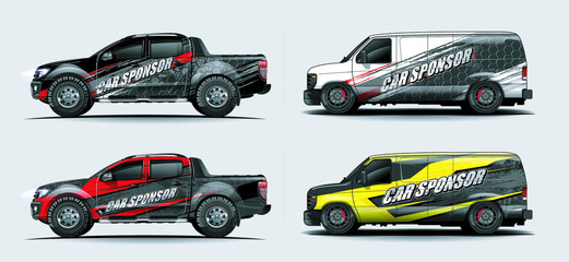 set of vehicle graphic kit vector. Modern abstract background for car wrap branding and automobile sticker decals livery 

