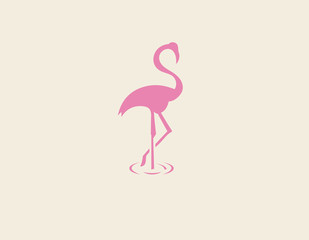 Abstract creative pink flamingo logo icon for your company