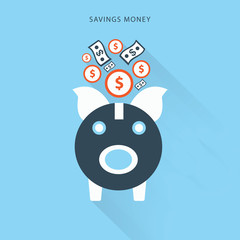 Wall Mural - Money savings with piggy design