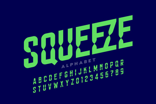 Modern style font, capital alphabet letters and numbers