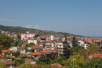 Aerial panoramic view of Veria town. It is a small town in Macedonia, Northern Greece.