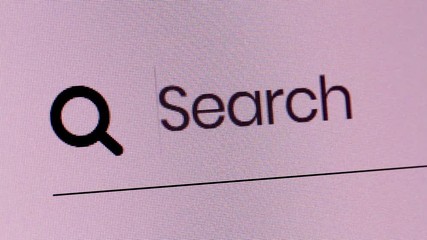Empty search form with blinking cursor on computer screen