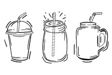 Detox Day. Smoothies, Fresh. Hand Drawing. For Your Design.