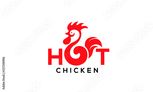 Fotografía Line art icon logo of Chicken, Hen, Rooster, Cock
, and Chicken made of letter