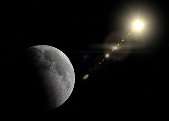 Wall Mural - sun shining onto the moon