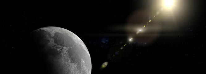 Wall Mural - sun shining onto the moon panoramic