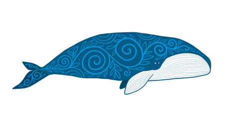 Poster - Wild Whale with Ethnic Ornaments