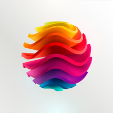 3D Colored Striped Ball. Vector Illustration