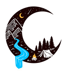 Camping at night illustration