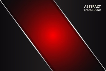 Abstract red and black tech background. Modern design with black and silver metal shapes.