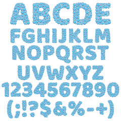 Aufkleber - Alphabet, numbers and signs made of bubbles. Isolated vector objects on a white background.