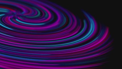 Poster - A circle that emits neon strips of light. Lines of blue and purple are sucked into the funnel, an abstraction. Tornado of neon rays