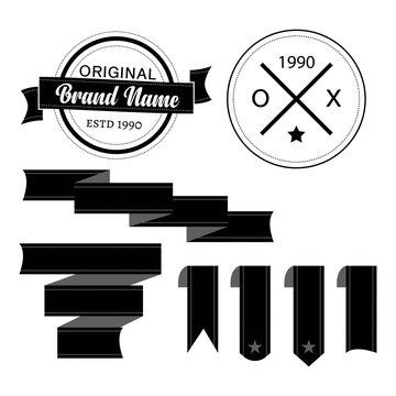 set of vintage retro labels. black and white classic ribbons banners group with place for your text. Ribbons for design, business, logo, cards. vector