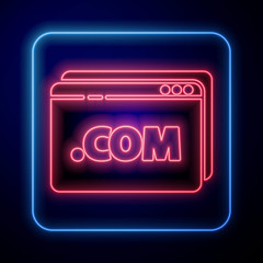 Poster - glowing neon website template icon isolated on blue background. internet communication protocol. vec