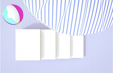 Leinwandbilder - Natural summer beach backdrop with white stair for product display. Abstract 3d summer scene. Top view.