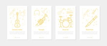 Vector Banners - Guitar, Trumpet, Drum Kit, Block Flute