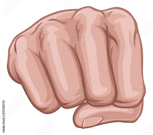 A hand in a fist punching v...