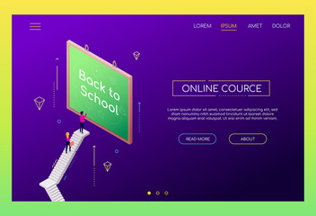 Sticker - Online course - modern isometric vector web banner