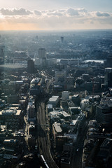 Wall Mural - Elevated view of The City of London on a cloudy spring afternoon.