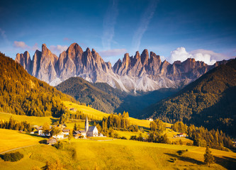 Fototapete - Captivating landscape in St. Magdalena village. Location Trentino-Alto Adige, Italy, Europe.