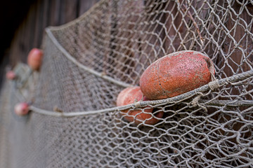 Fishing net with red  floats