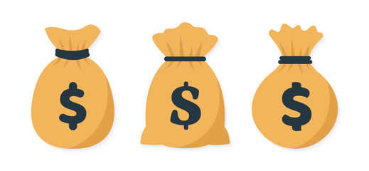 Wall Mural - Money bag icons flat. Vector illustration