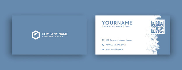Wall Mural - faded denim business card design template. flat simple and modern business card design with new popular 2020 color trend faded denim