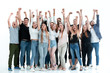 © ASDF - happy group of young people with hands up