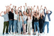 © ASDF - happy group of young people with hands up