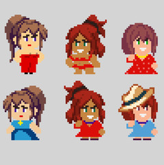 Set of pixel characters in art style