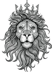 Wall Mural - Vector Black and White Lion King Illustration