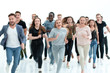 © ASDF - in full growth. smiling young people hurrying to their goal