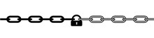 Padlock And Metal Chain Icon. Vector Illustration. Chain Pictogram For Logo .