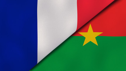 Wall Mural - The flags of France and Burkina Faso. News, reportage, business background. 3d illustration
