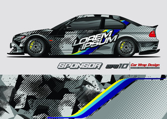 rally car livery design vector. abstract race style background for vehicle vinyl sticker wrap
