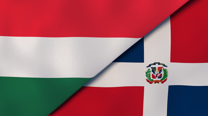Wall Mural - The flags of Hungary and Dominican Republic. News, reportage, business background. 3d illustration