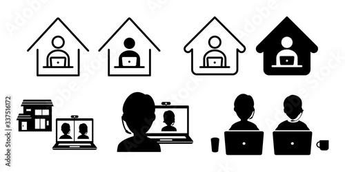 テレワーク在宅勤務リモートアイコンセットイラスト白黒 Stock Vector Adobe Stock テレワーク在宅勤務リモートアイコンセットイラスト白黒 Stock Vector Adobe Stock