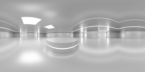Poster - full 360 degree equirectangular panorama hdri of modern futuristic white building interior 3d render