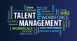 © JJAVA - Talent Management Word Cloud on a Blue Background
