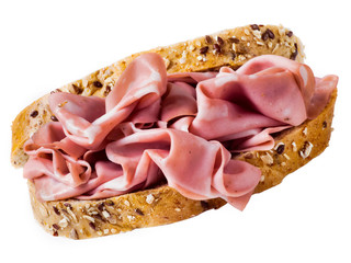 Wall Mural - talian mortadella sandwich white background