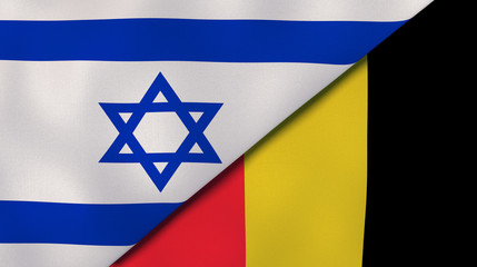 Wall Mural - The flags of Israel and Belgium. News, reportage, business background. 3d illustration