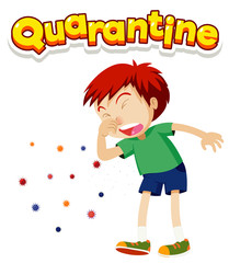 Poster - Poster design for coronavirus theme with boy coughing