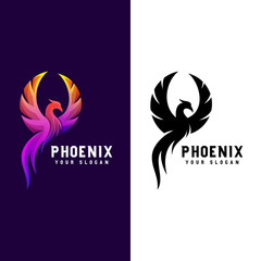 Wall Mural - awesome phoenix gradient logo illustration two version