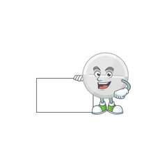 Canvas Print - White pills cartoon character concept Thumbs up having a white board