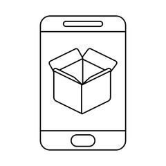 Canvas Print - parcel delivery tracking on the smartphone , line style icon