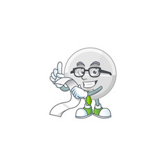 Sticker - Mascot cartoon concept of white pills with menu list